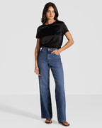 Matilda Satin T-Shirt | Black |