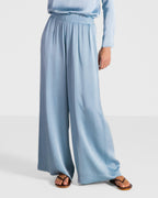 Daisy Elastic Waist Satin Pants | Arctic Blue