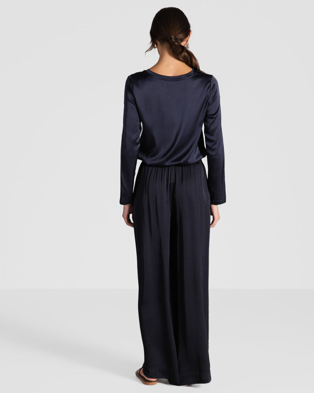 Matilda Satin Long Sleeve | Navy