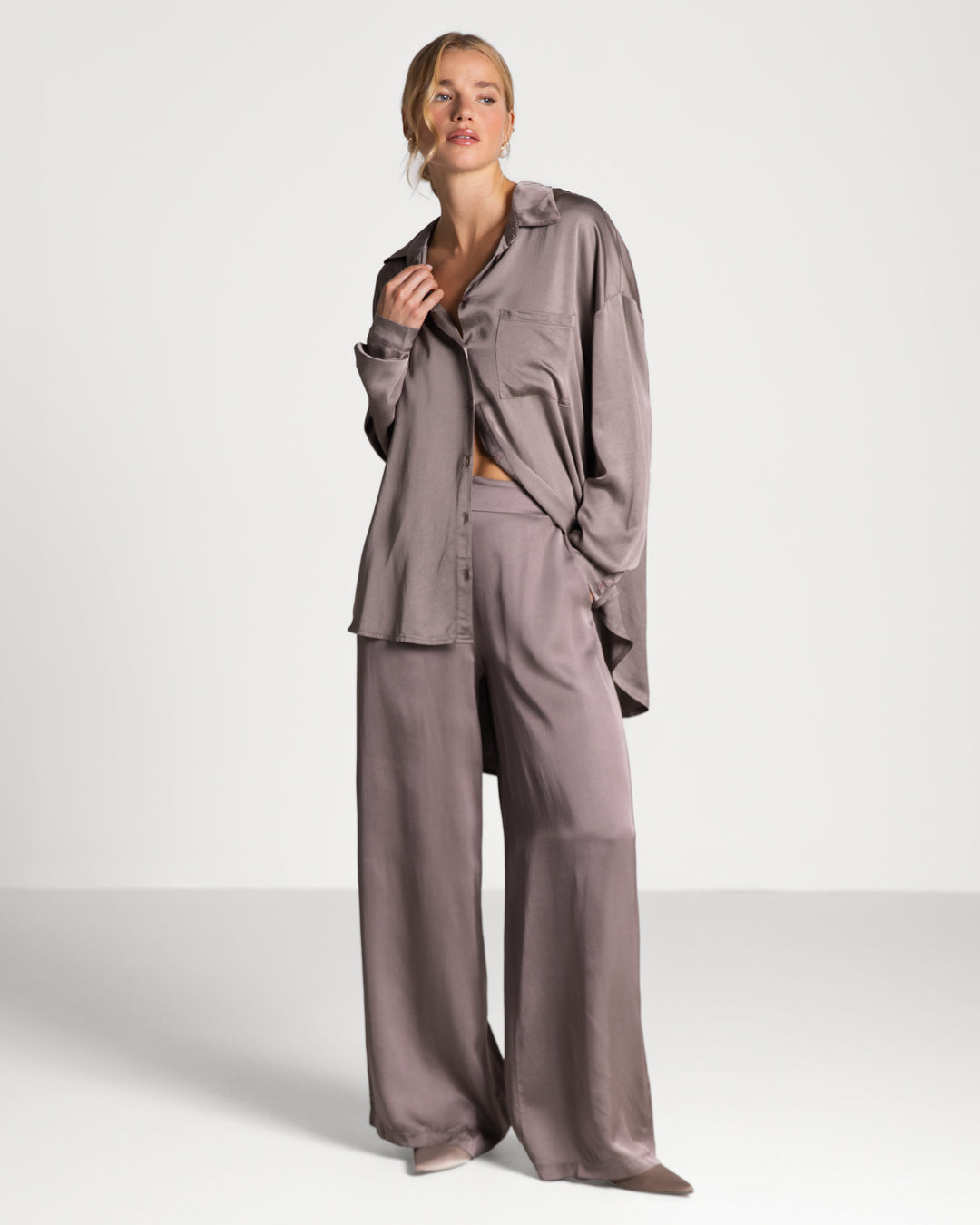 Cole Satin Trousers | Mink