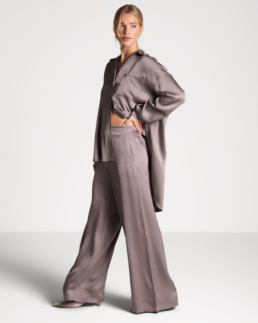Cole Satin Trousers | Mink