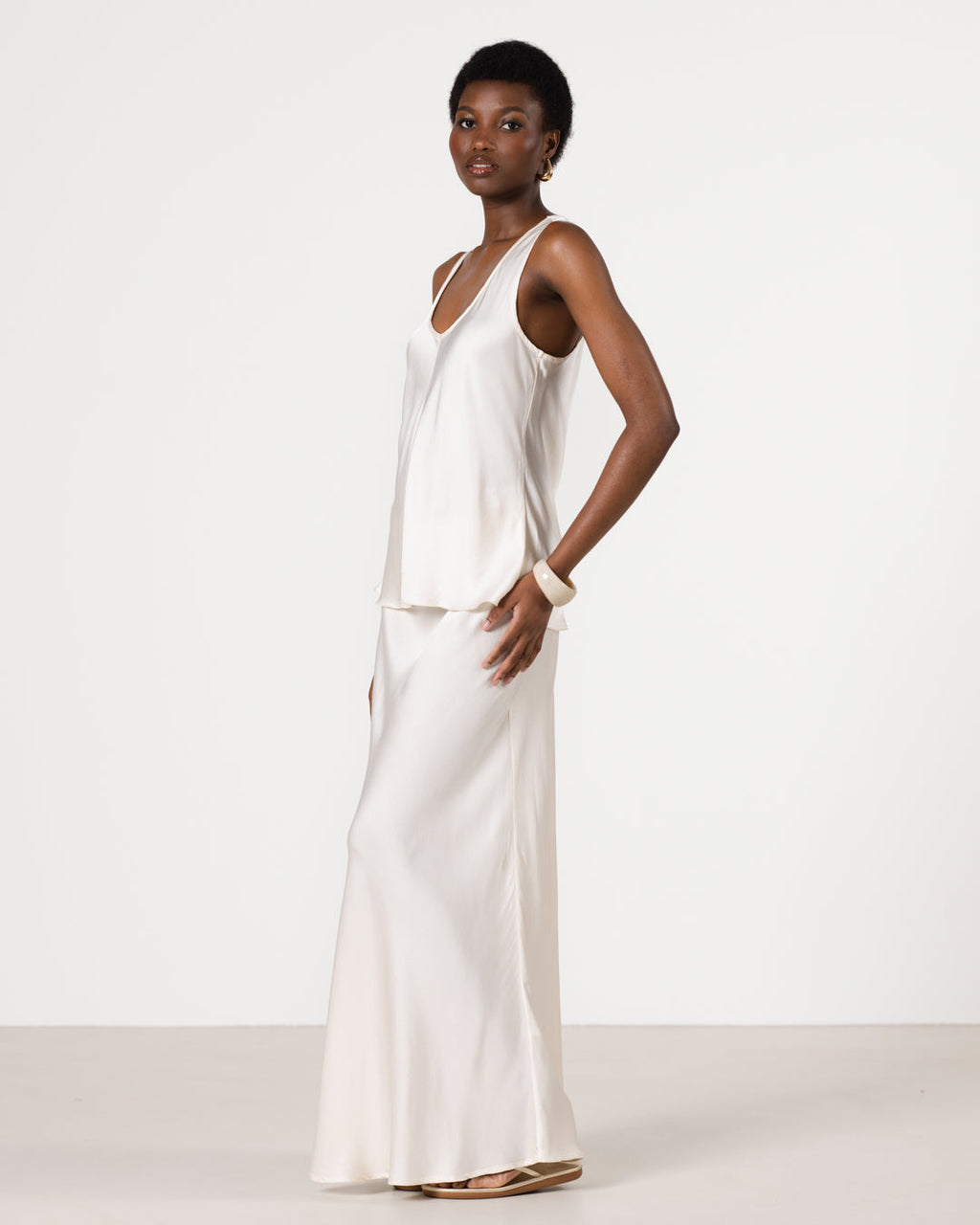 Demi Satin Vest Top | Ivory