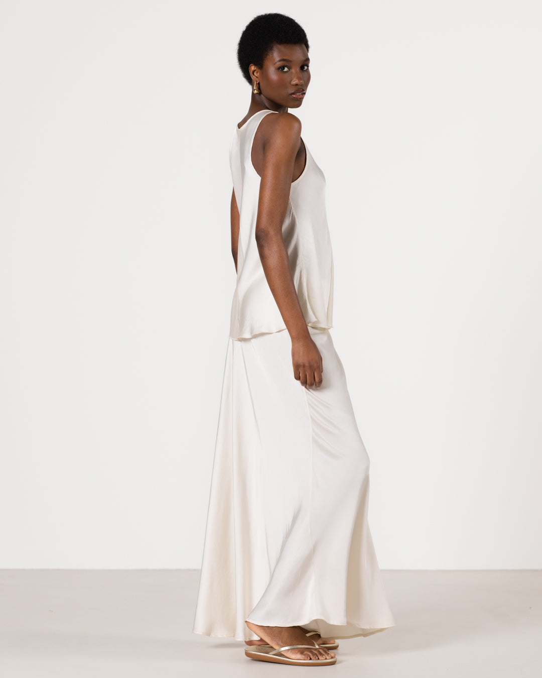 Demi Satin Vest Top | Ivory