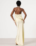 Carmen Backless Halterneck Top | Butter Yellow