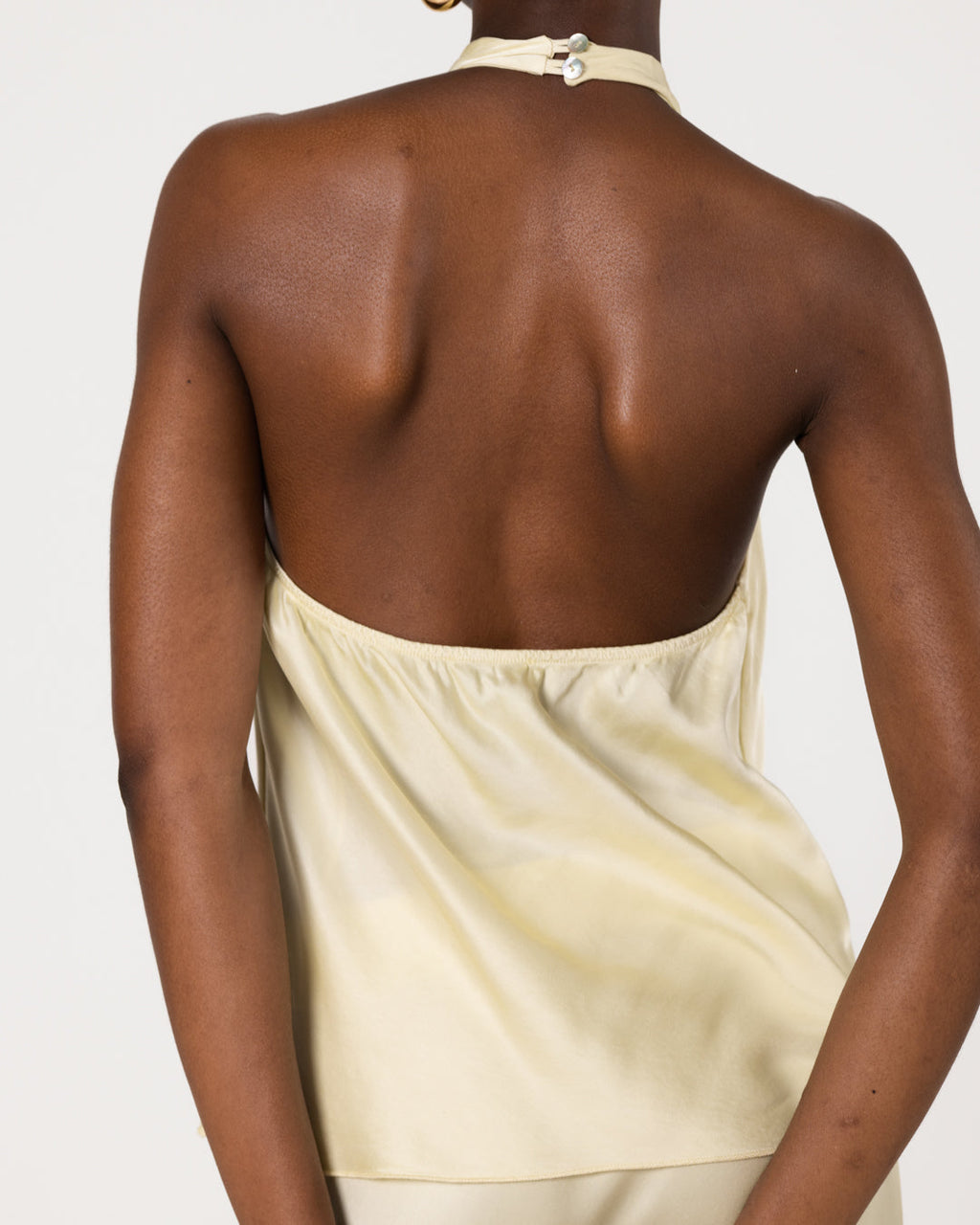 Carmen Backless Halterneck Top | Butter Yellow