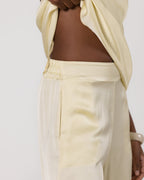Giselle Elastic High Waist Satin Trousers | Butter Yellow  Jo