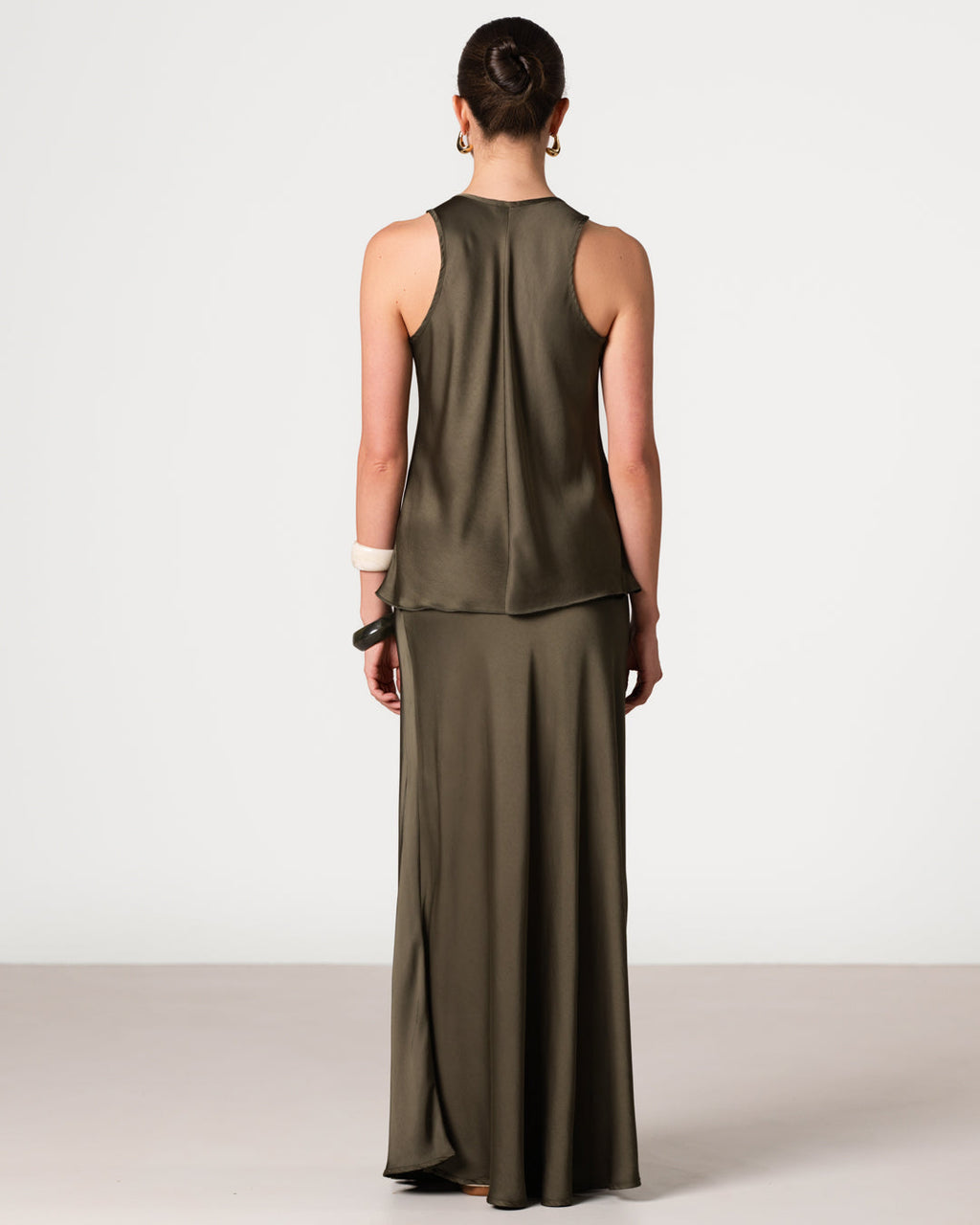 Demi Satin Vest Top | Khaki