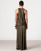 Demi Satin Vest Top | Khaki