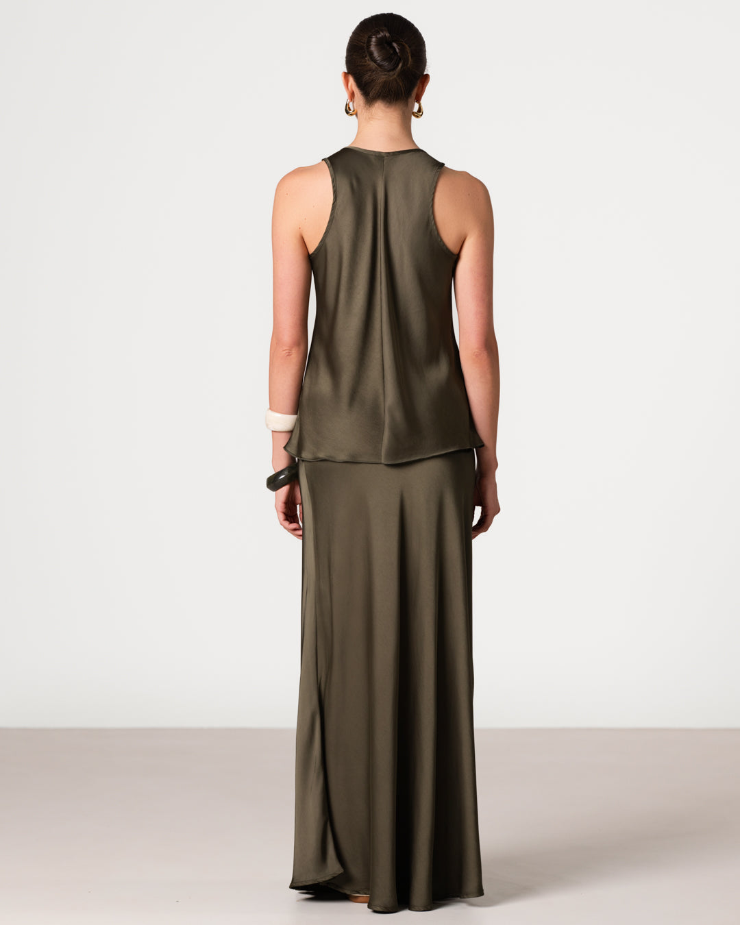 Demi Satin Vest Top | Khaki