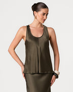 Demi Satin Vest Top | Khaki