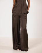 Giselle Elastic High Waist Satin Trousers | Cocoa Soleil