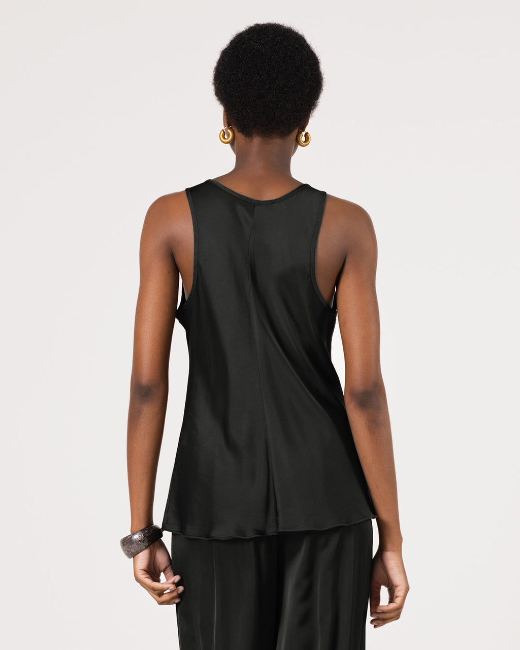 Demi Satin Vest Top | Black