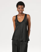 Demi Satin Vest Top | Black