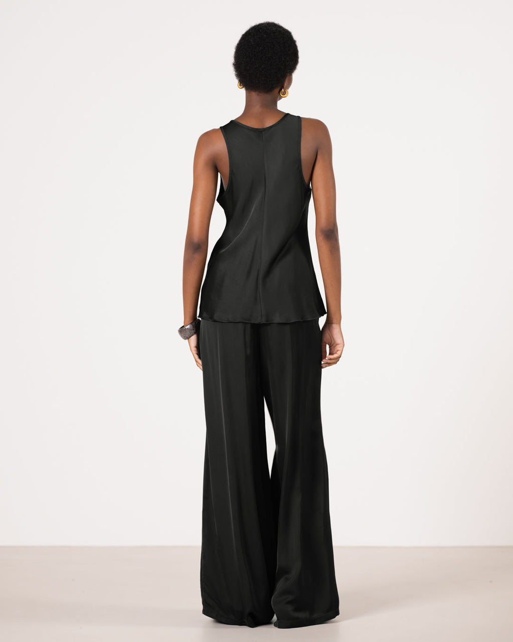 Demi Satin Vest Top | Black