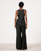 Demi Satin Vest Top | Black