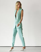 Maris Sleeveless Linen Blazer | Mint