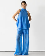 Clotilde Halterneck Tie Back Top | Azure Blue