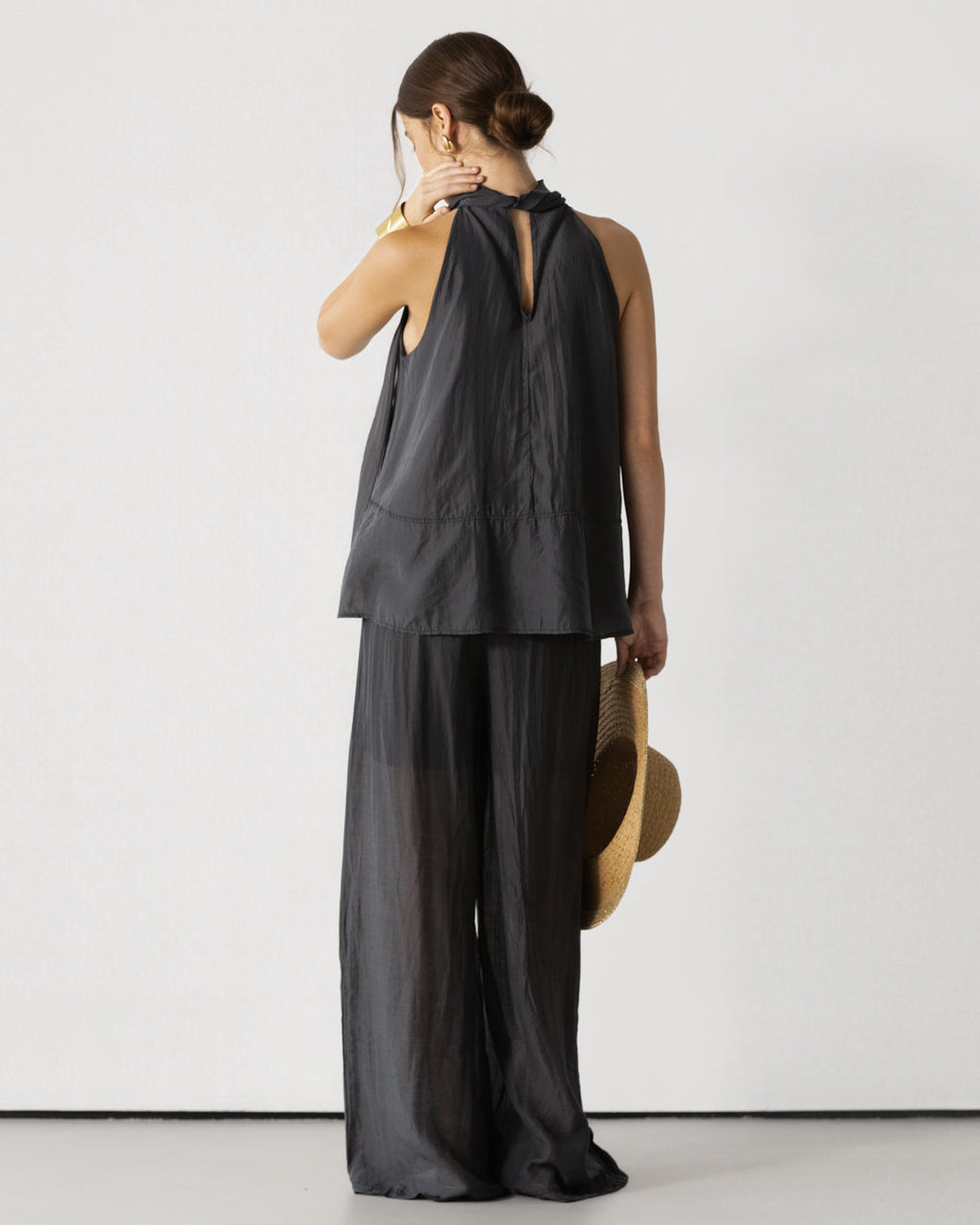 Clotilde Lightweight Elastic Waist Pants | Black