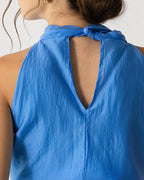 Clotilde Halterneck Tie Back Top | Azure Blue
