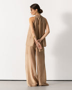 Clotilde Halterneck Tie Back Top | Sand
