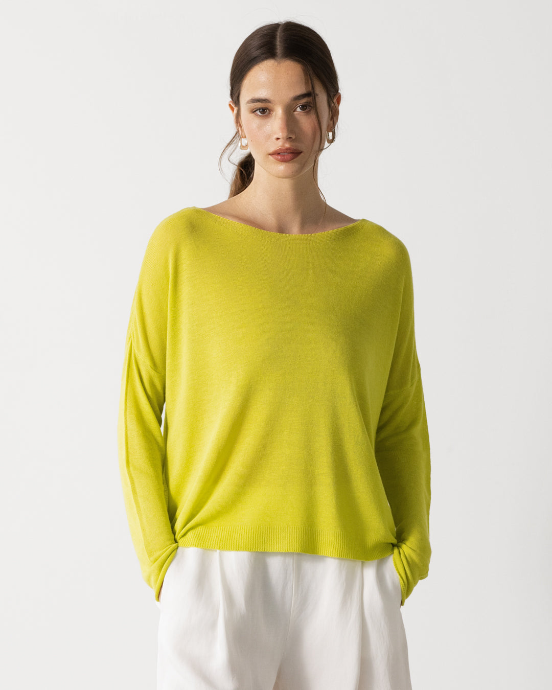 Amelie Lightweight Linen Top | Lime