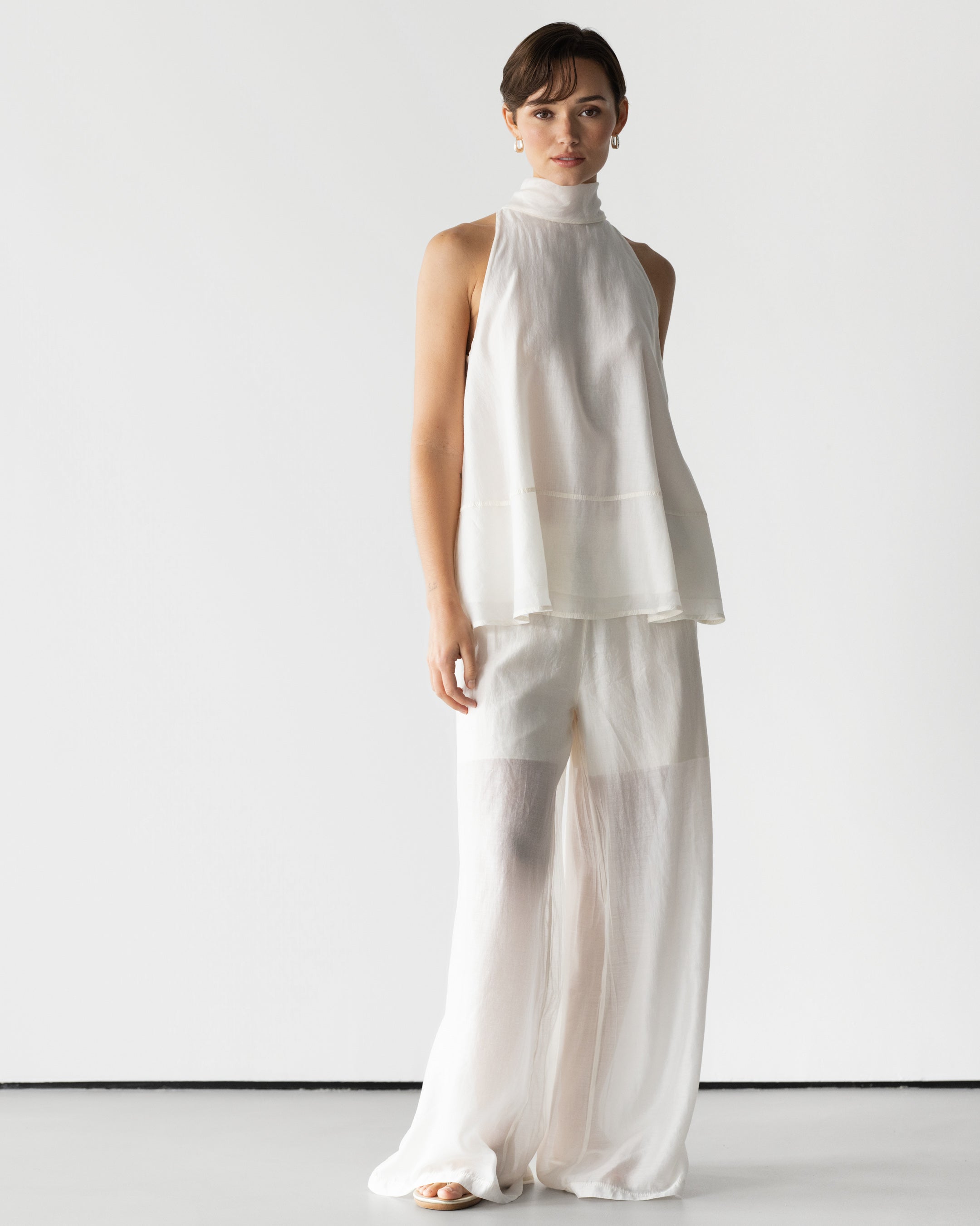 Clotilde Lightweight Elastic Waist Pants | Ivory