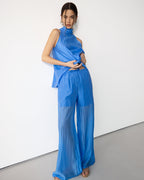 Clotilde Halterneck Tie Back Top | Azure Blue