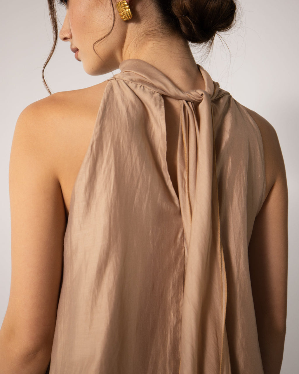 Clotilde Halterneck Tie Back Top | Sand