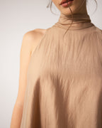 Clotilde Halterneck Tie Back Top | Sand