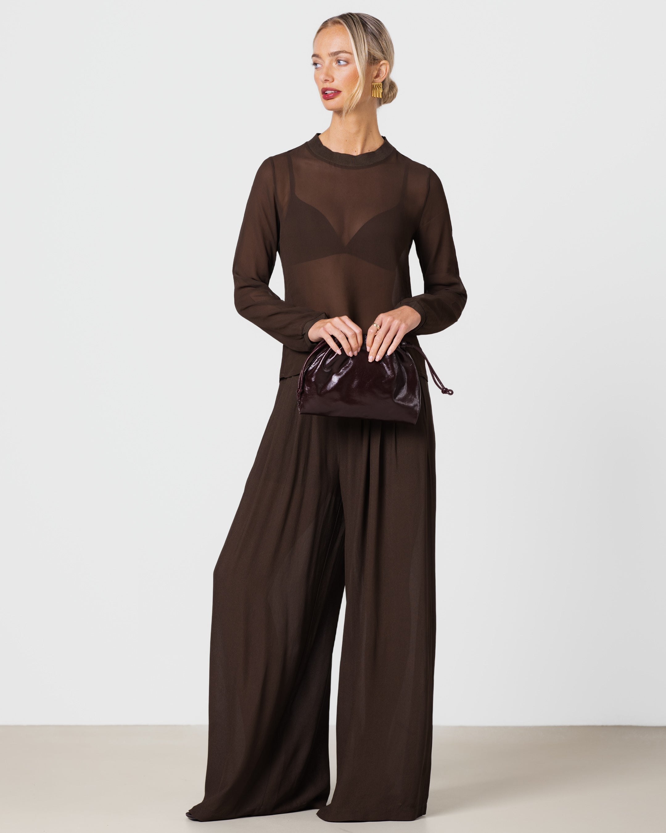 Lola Sheer Top | Chocolate Brown