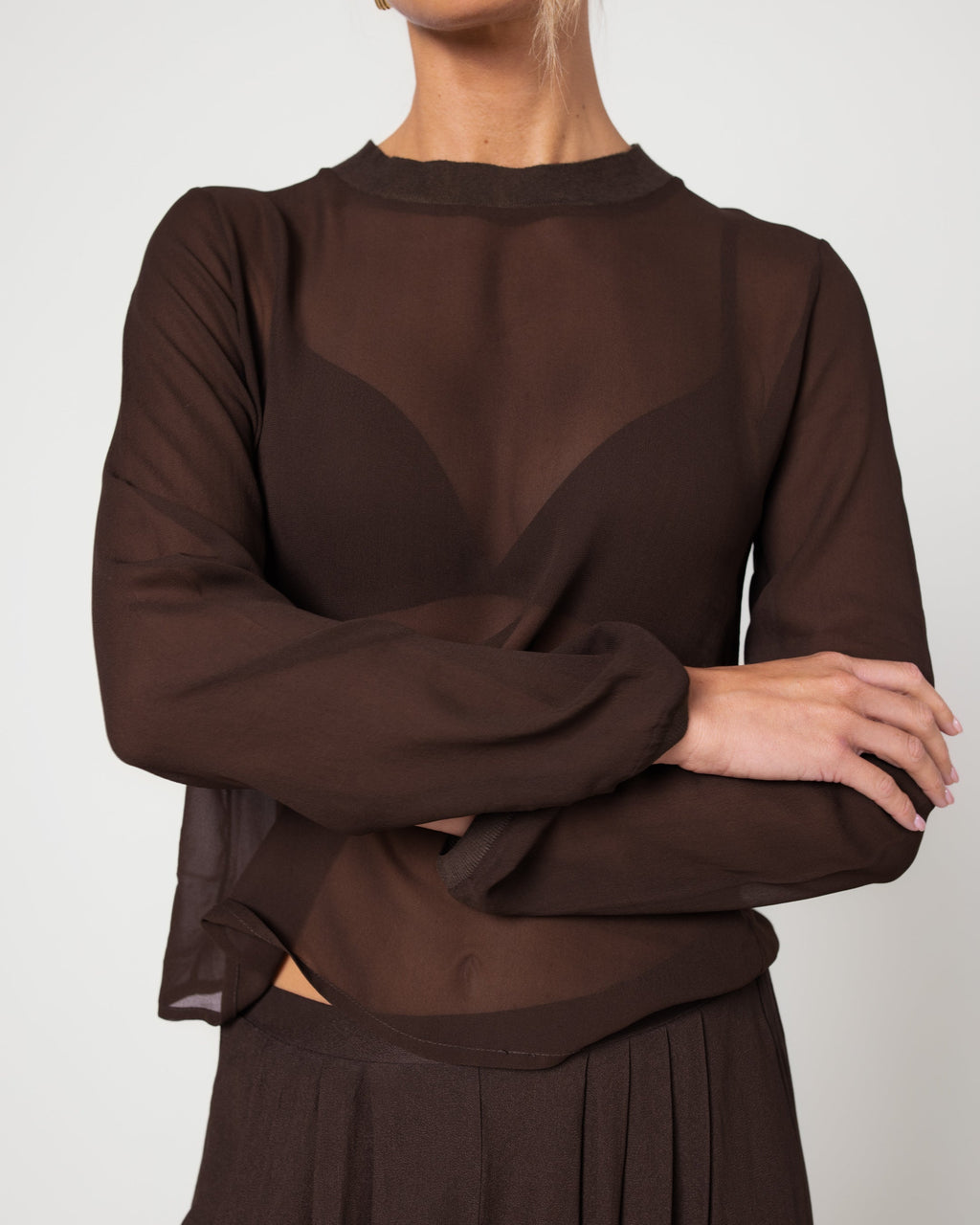Lola Sheer Top | Chocolate Brown