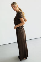 Matilda Satin T-Shirt | Chocolate Brown