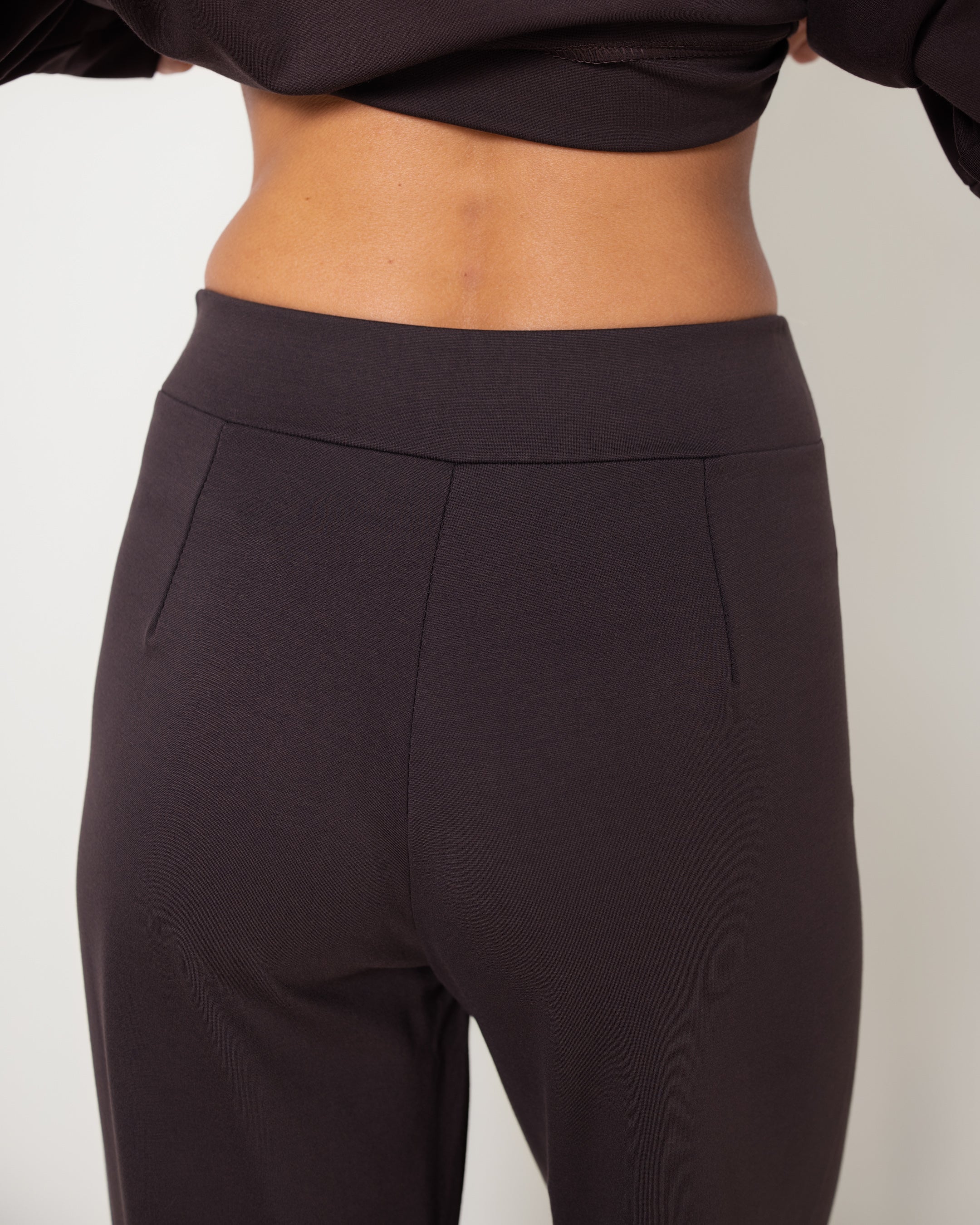 Yumi Elastic Waist Pants | Chocolate Brown