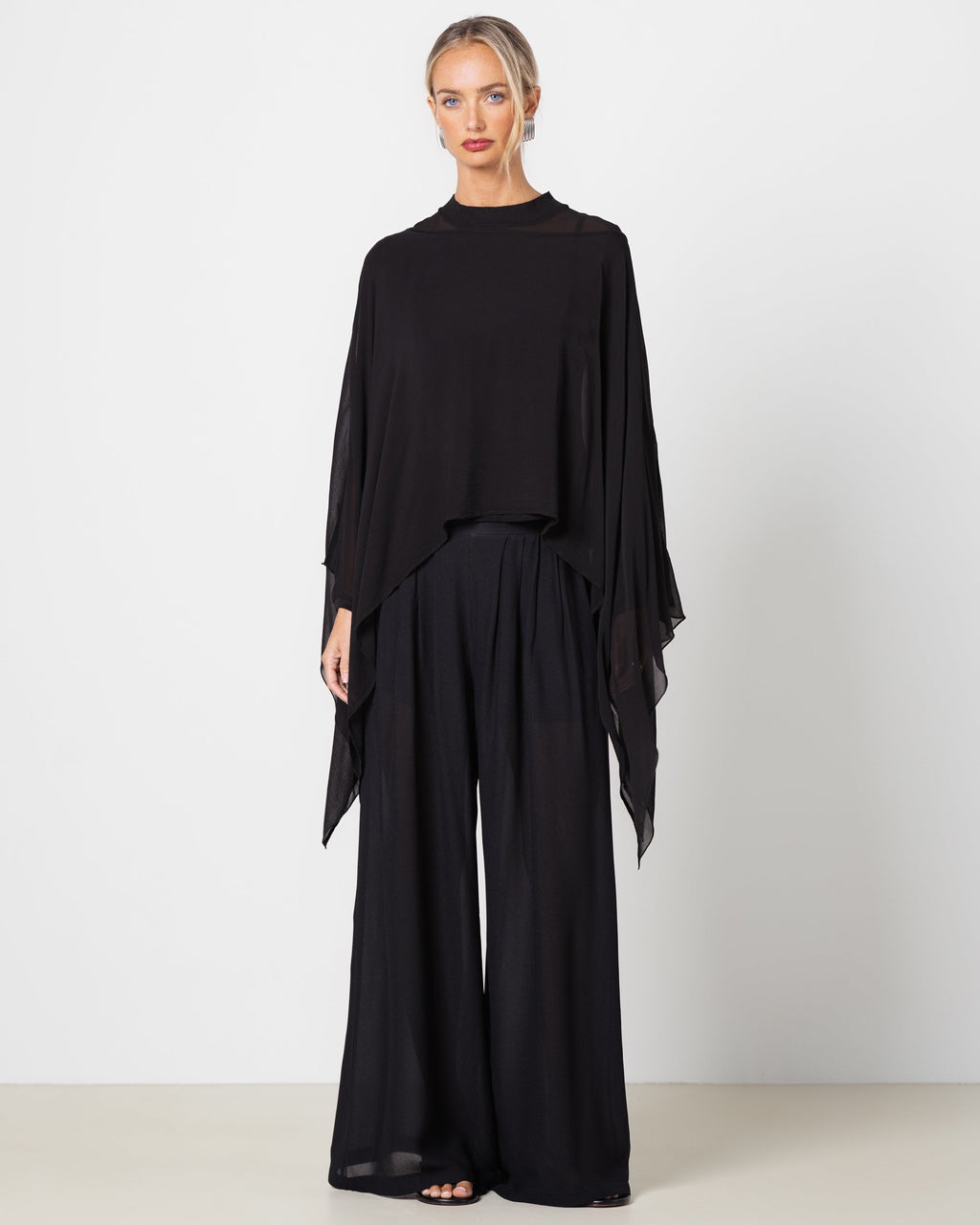 Verity Sheer Elastic Waist Trousers | Black