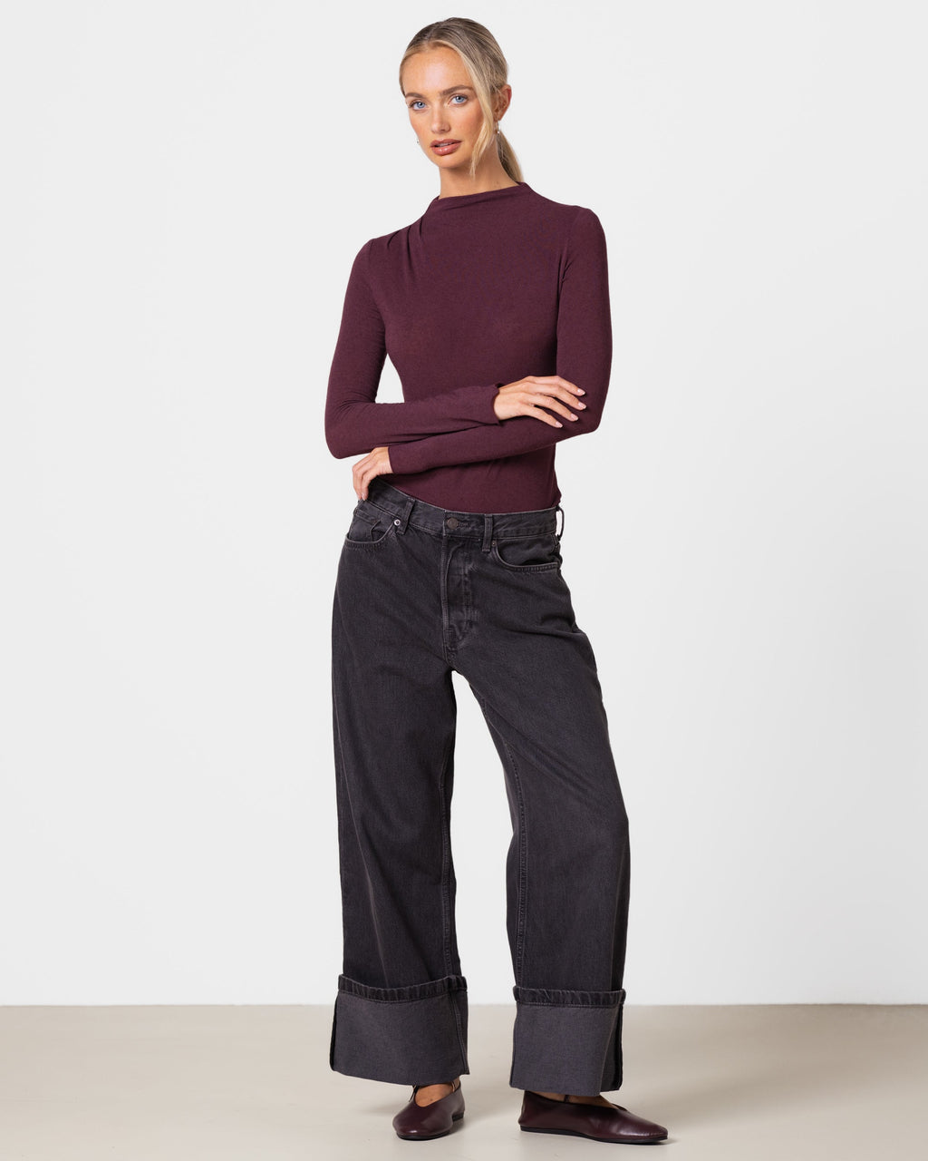 Lucia Featherweight High Neck Top | Amethyst Plum | Modal-Cashmere