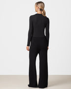 Lucia Featherweight High Neck Top | Black | Modal-Cashmere