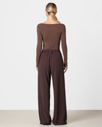 Mae Featherweight Boatneck Top | Brown | Modal-Cashmere