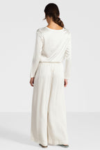 Daisy Elastic Waist Satin Pants | Ivory