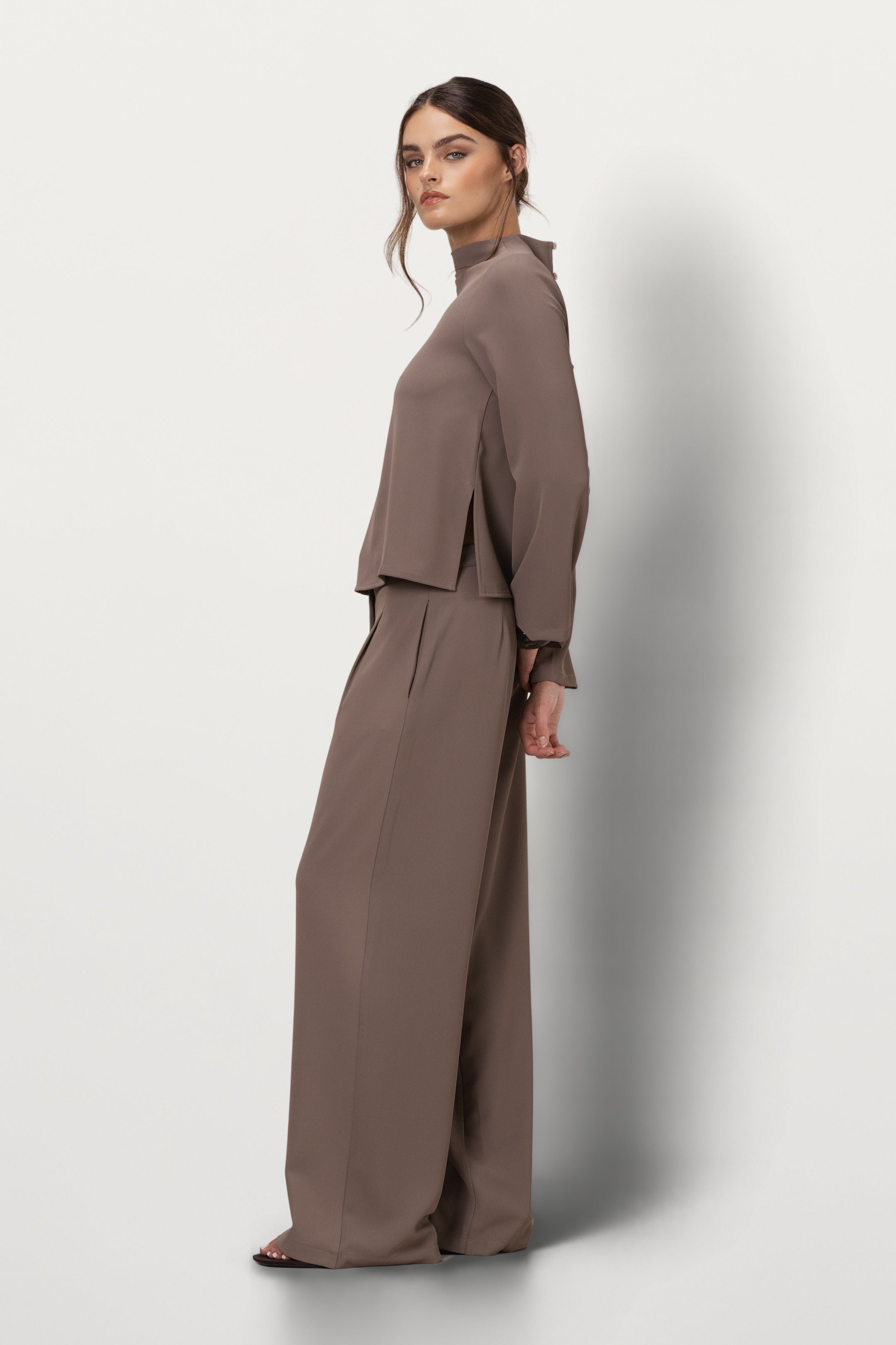 Lana High Neck Top | Taupe