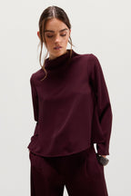 Lana High Neck Top | Burgundy