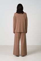Kaia Elastic Waist Pants | Chestnut Brown | Fine Knit