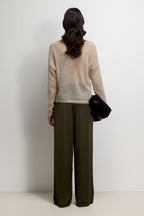 Corin Elastic Waist Satin Trousers | Khaki