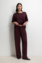 Corin Elastic Waist Satin Trousers | Amethyst Plum