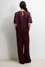 Mila Back Slit Satin Top | Amethyst Plum