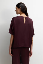 Mila Back Slit Satin Top | Amethyst Plum