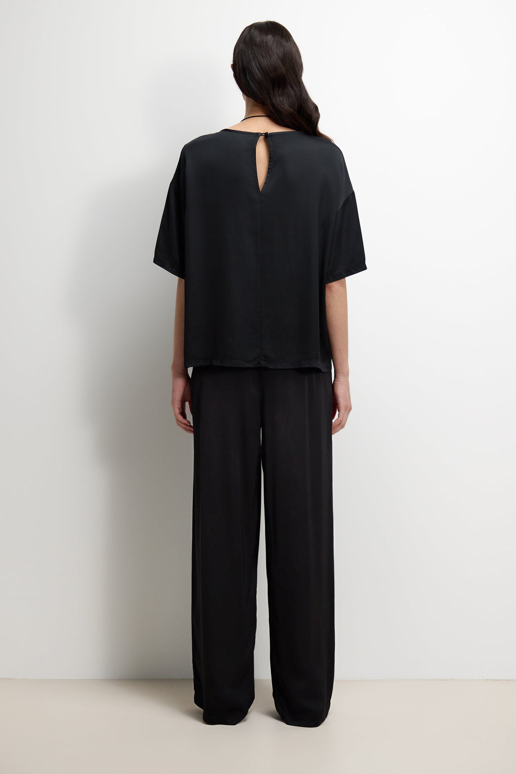 Corin Elastic Waist Satin Trousers | Black