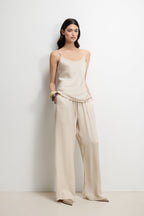 Corin Elastic Waist Satin Trousers | Light Beige