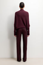 Genet Elastic Waist Bias Satin Trousers | Amethyst Plum