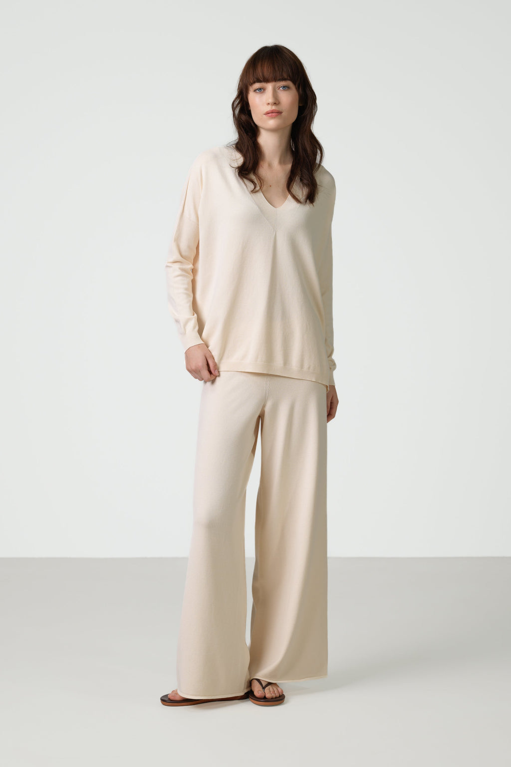 Kaia Elastic Waist Pants | Cream | Fine Knit