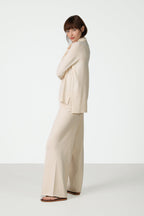Kaia Elastic Waist Pants | Cream | Fine Knit
